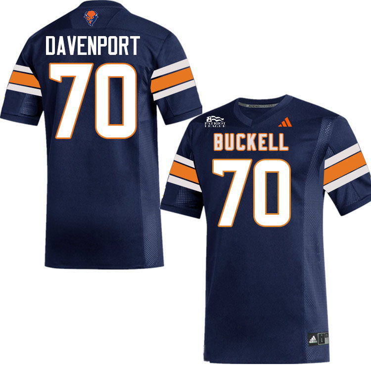 Bucknell Bison #70 Julien Davenport College Football Jerseys,Uniforms-Navy